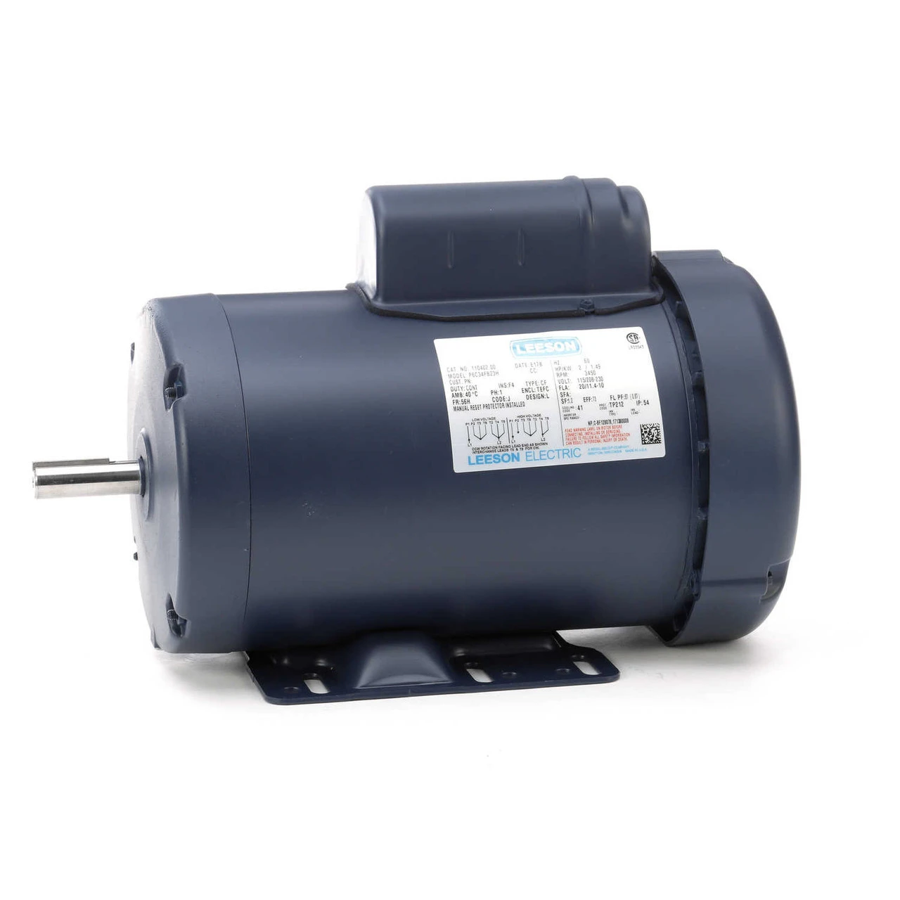 110402.00 Leeson | 2 Hp 3450 RPM 56H Frame TEFC 115/208-230V W/Overload Protection 5 110402.00 Leeson | 2 Hp 3450 RPM 56H Frame TEFC 115/208-230V W/Overload Protection - Image 3