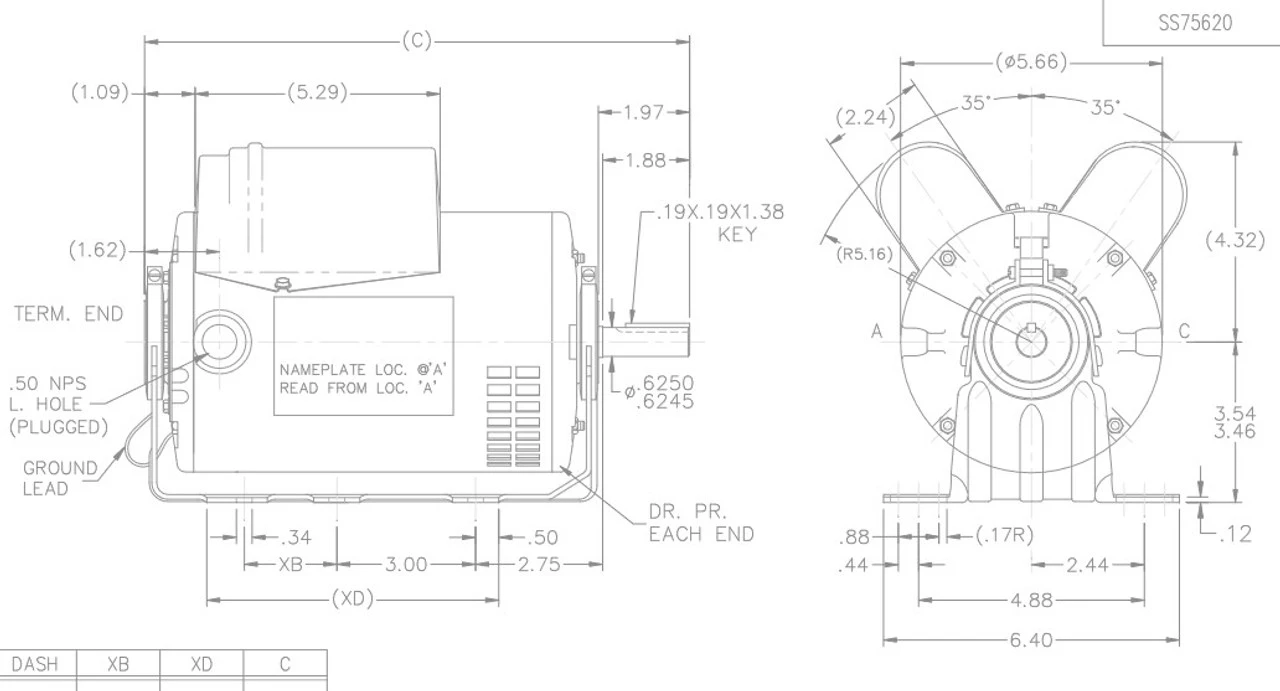 D115 Marathon 1 1/2 Hp (1 Speed) 115/208-230V 3600 RPM ODP 56 Frame Cap Start/Run Resilient Base Motor 6 D115 Marathon 1 1/2 Hp (1 Speed) 115/208-230V 3600 RPM ODP 56 Frame Cap Start/Run Resilient Base Motor - Image 4