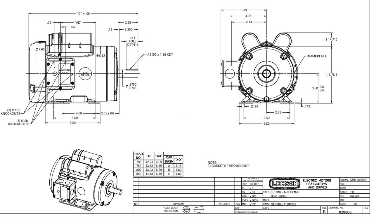 120341.00 Leeson | 3 Hp 3450 RPM 145T Frame TEFC 230 Volts 6 120341.00 Leeson | 3 Hp 3450 RPM 145T Frame TEFC 230 Volts - Image 4