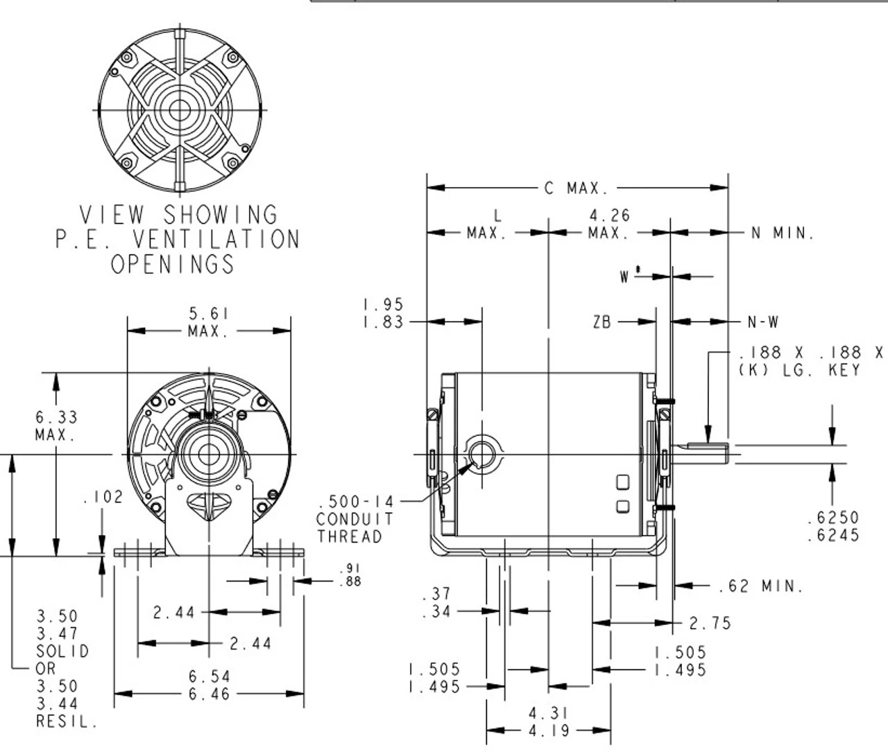H131 Marathon 1/2 Hp (2 Speed) 115V 1800/1200 RPM ODP 56 Frame Resilient Base Blower Motor 6 H131 Marathon 1/2 Hp (2 Speed) 115V 1800/1200 RPM ODP 56 Frame Resilient Base Blower Motor - Image 4