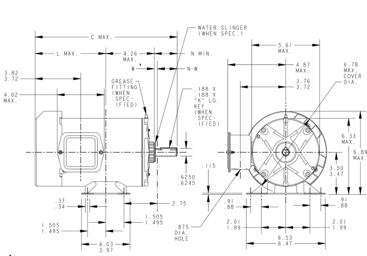 G1340 Marathon 3/4 Hp 575V 1800 RPM 3-Phase 56 Frame TEFC (rigid Base) Motor 6 G1340 Marathon 3/4 Hp 575V 1800 RPM 3-Phase 56 Frame TEFC (rigid Base) Motor - Image 4