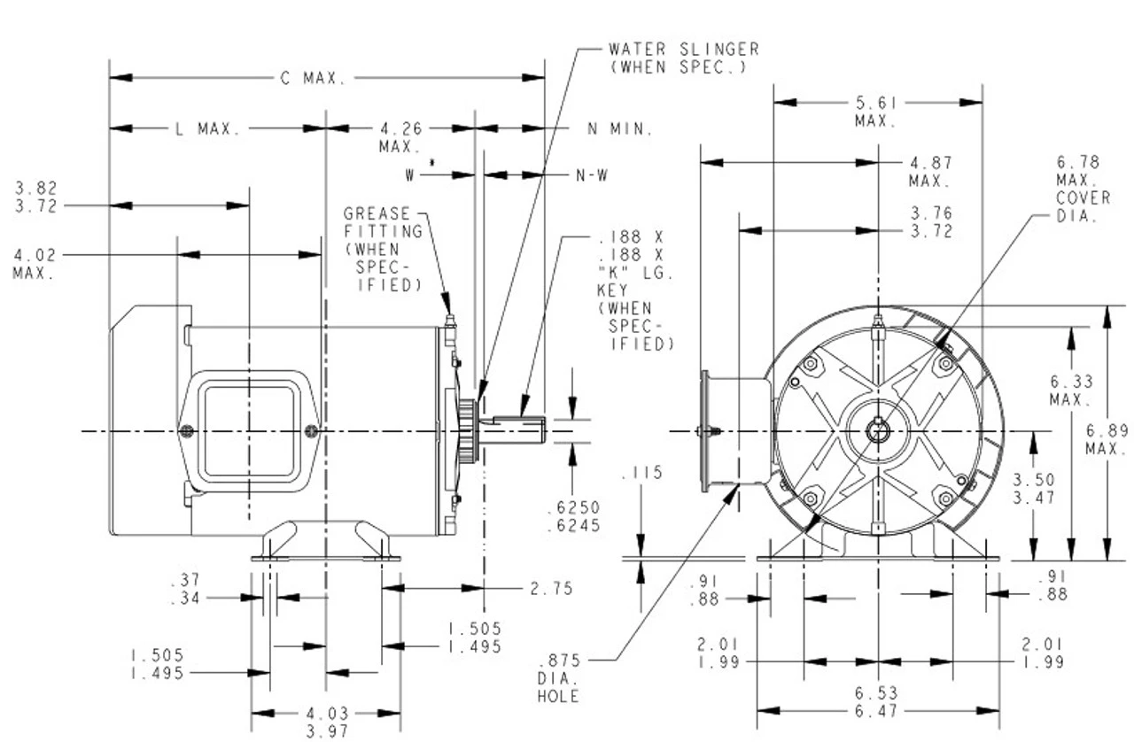 K160 Marathon 3/4 Hp 208-230/460V 3600 RPM 3-Phase 56 Frame TEFC (rigid Base) Motor 6 K160 Marathon 3/4 Hp 208-230/460V 3600 RPM 3-Phase 56 Frame TEFC (rigid Base) Motor - Image 4