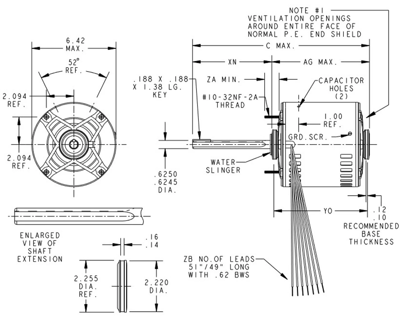 P184 Marathon 1 Hp 115V 1075 RPM ODPAO (no Base) 56Z Frame Condenser Fan Motor 6 P184 Marathon 1 Hp 115V 1075 RPM ODPAO (no Base) 56Z Frame Condenser Fan Motor - Image 4
