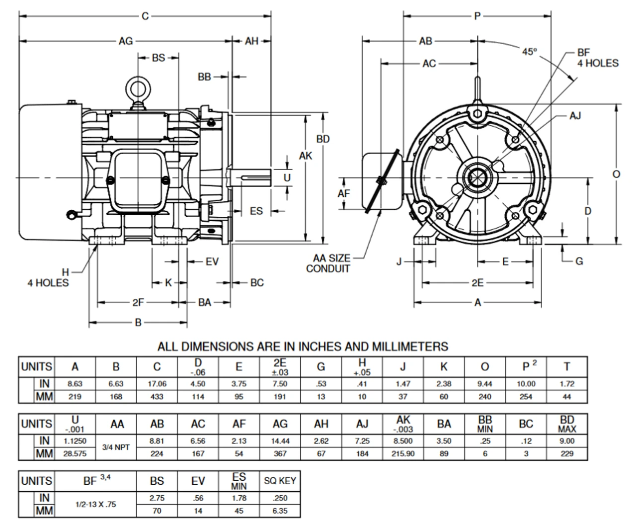 HD5V2BC Nidec 5 Hp 1800 RPM 184TC (Rigid Base Cast Iron) 230/460V TEFC Inverter-Duty 3-Phase Motor 4 HD5V2BC Nidec 5 Hp 1800 RPM 184TC (Rigid Base Cast Iron) 230/460V TEFC Inverter-Duty 3-Phase Motor - Image 2