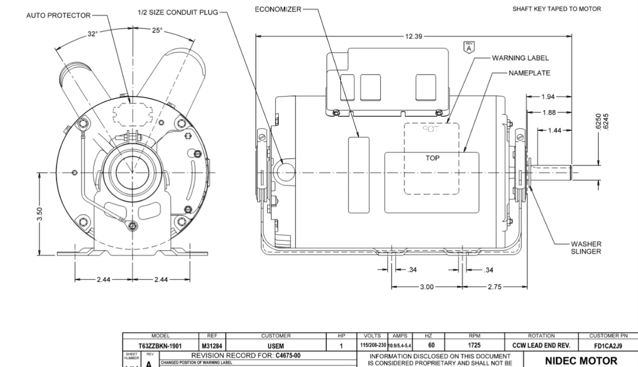 FD1CA2J9 Nidec 1 HP 1800 RPM (1 Speed) 115/208-230V 56 Frame TEAO Farm Fan Motor 4 FD1CA2J9 Nidec 1 HP 1800 RPM (1 Speed) 115/208-230V 56 Frame TEAO Farm Fan Motor - Image 2