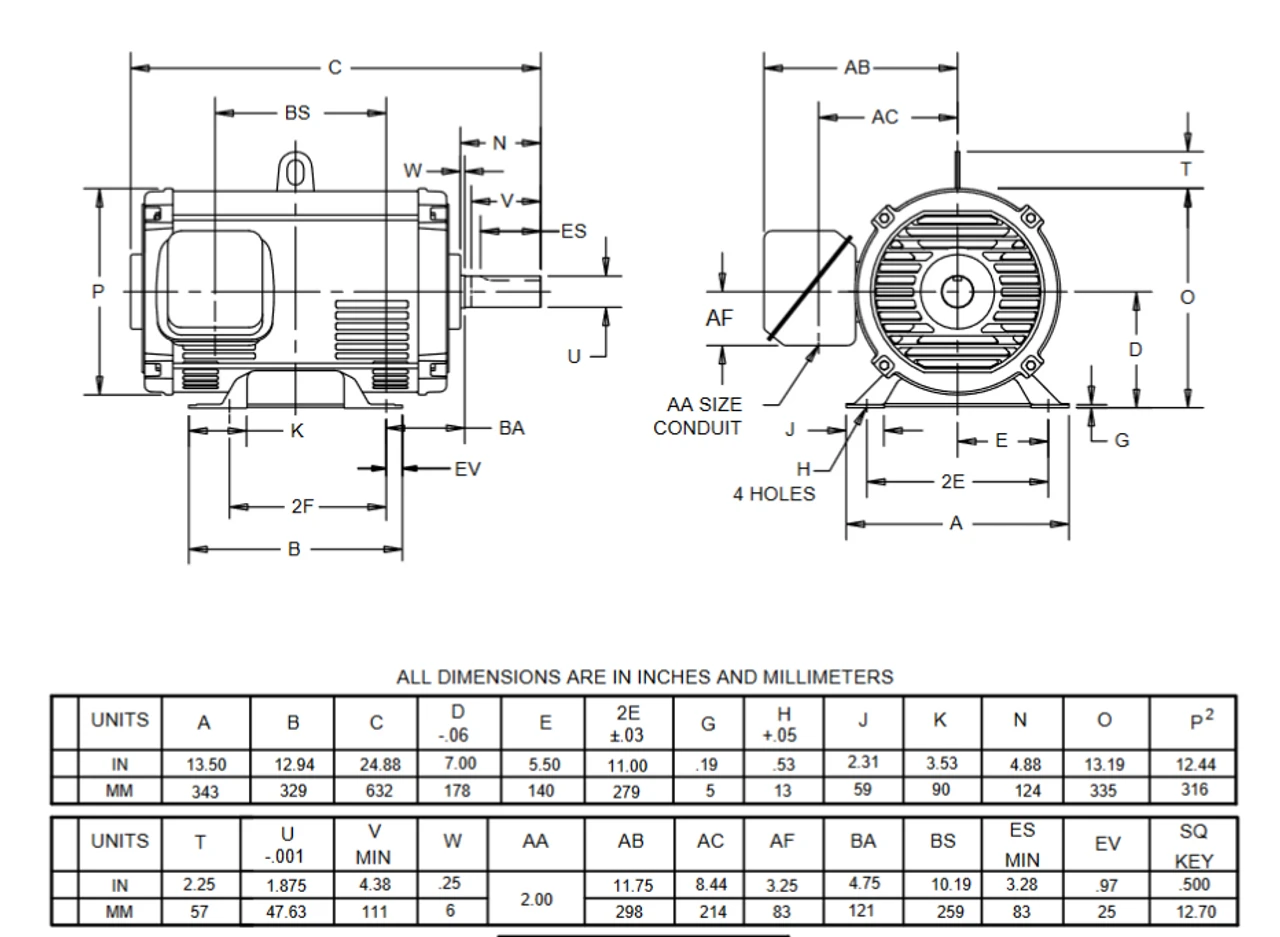 DH30S2BF Nidec 30 Hp 1800 RPM 230/460V ODP 284T (Rigid Base) 3-Phase Dry Elevator Motor 4 DH30S2BF Nidec 30 Hp 1800 RPM 230/460V ODP 284T (Rigid Base) 3-Phase Dry Elevator Motor - Image 2
