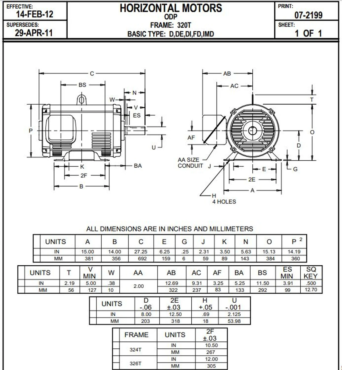 D50P2D Nidec | 50 Hp 1800 RPM 326T Frame 208-230/460V ODP Electric Motor Nid 4 D50P2D Nidec | 50 Hp 1800 RPM 326T Frame 208-230/460V ODP Electric Motor Nid - Image 2
