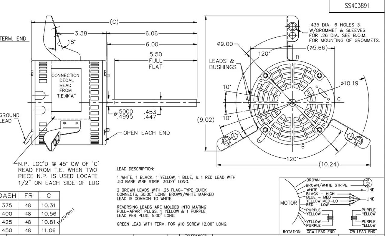 X034 Marathon 1/4 Hp 115V 1075 RPM (4 Speed) OPAO 48Z Frame Torsion Flex Blower Motor 5 X034 Marathon 1/4 Hp 115V 1075 RPM (4 Speed) OPAO 48Z Frame Torsion Flex Blower Motor - Image 3