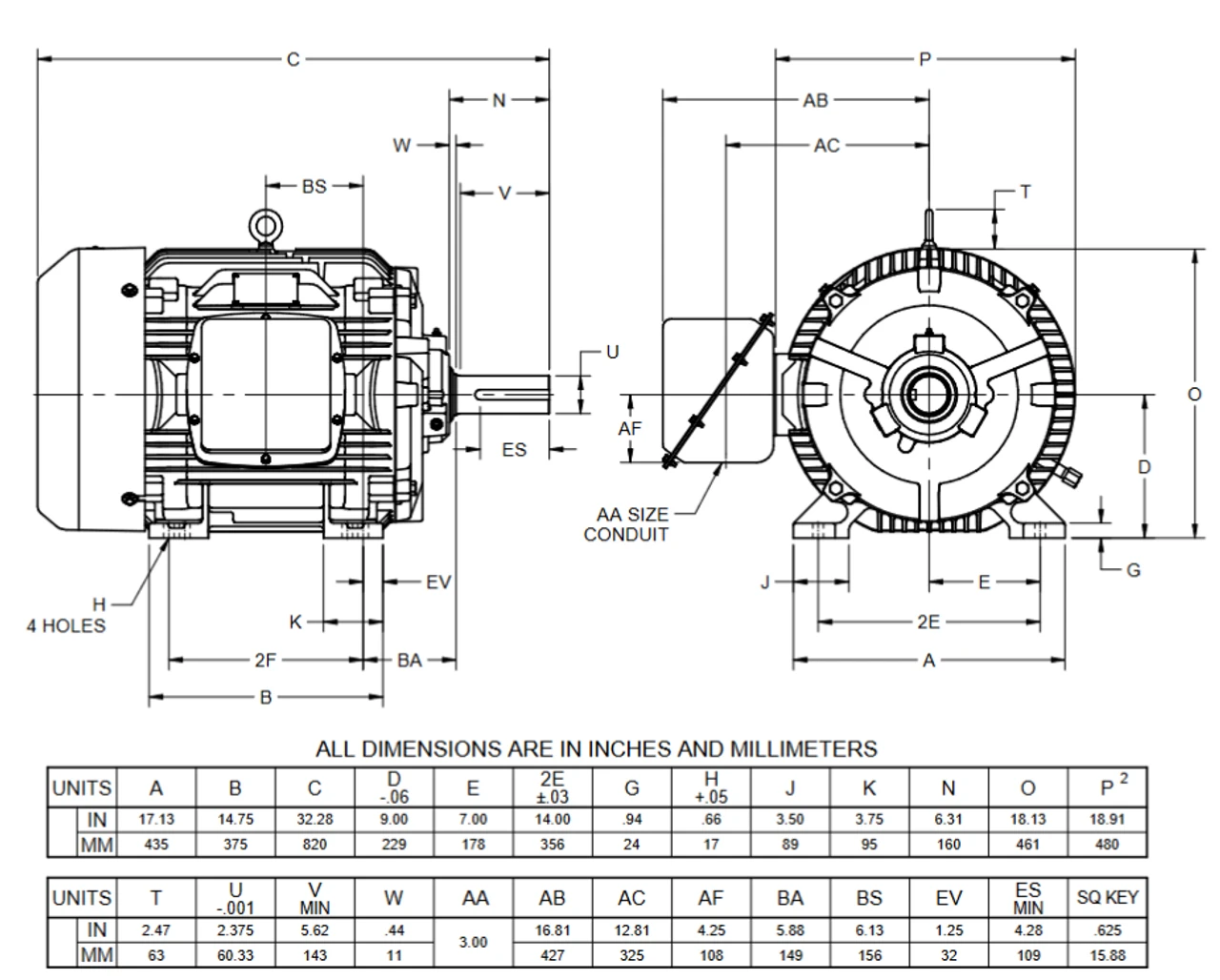 HD40V3B Nidec 40 Hp 1200 RPM 364T (Rigid Base Cast Iron) 230/460V TEFC Inverter-Duty 3-Phase Motor 4 HD40V3B Nidec 40 Hp 1200 RPM 364T (Rigid Base Cast Iron) 230/460V TEFC Inverter-Duty 3-Phase Motor - Image 2