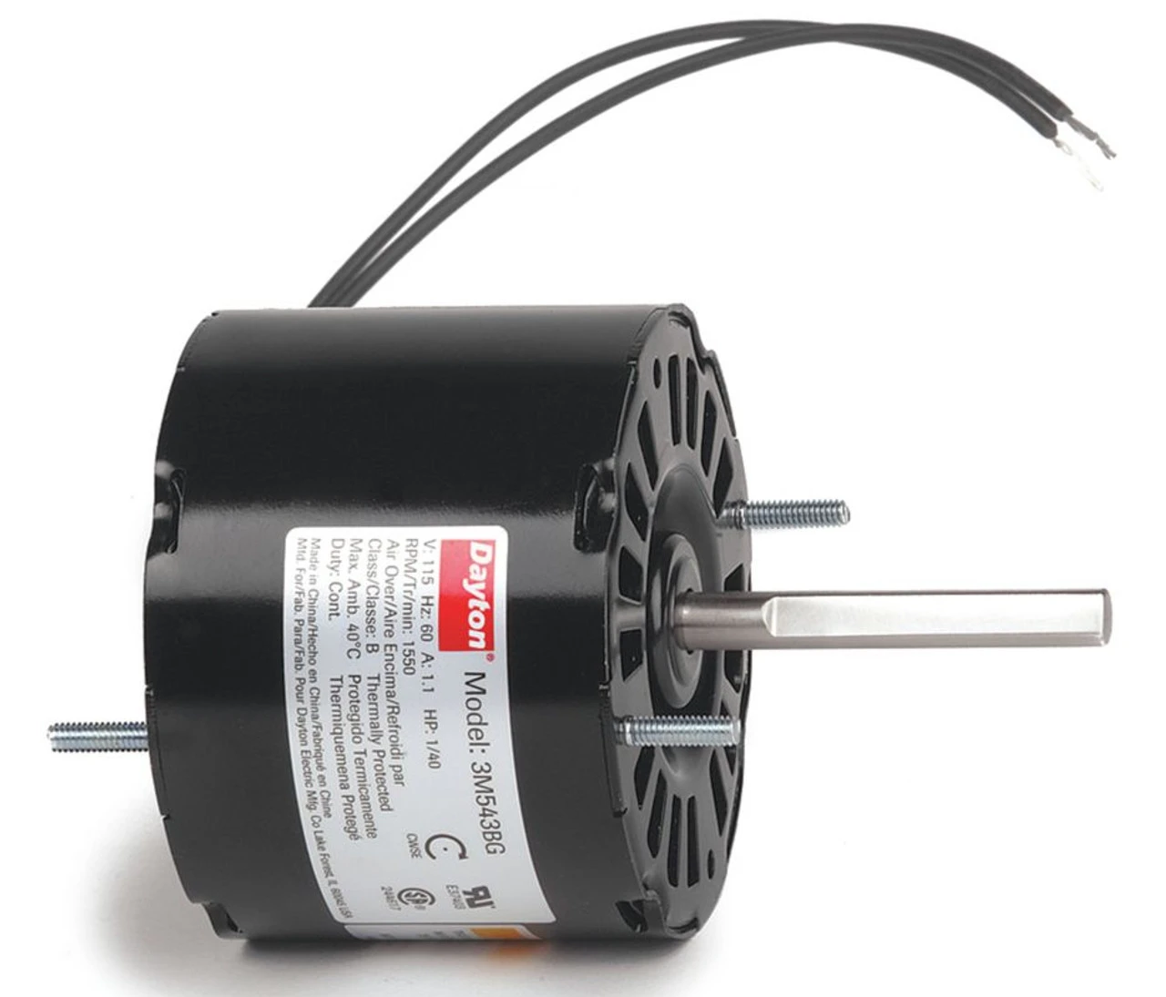 3M543 Dayton 1/40 Hp, 1550 RPM, 115 Volt, 3.3" Dia 3 3M543 Dayton 1/40 Hp, 1550 RPM, 115 Volt, 3.3" Dia