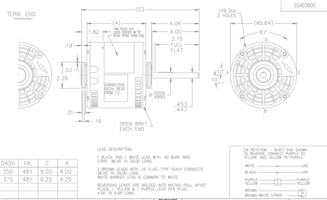 X476 Marathon 1/4 Hp 230V 1625 RPM (1 Speed) OPAO 48Y Frame Blower Motor 5 X476 Marathon 1/4 Hp 230V 1625 RPM (1 Speed) OPAO 48Y Frame Blower Motor - Image 3