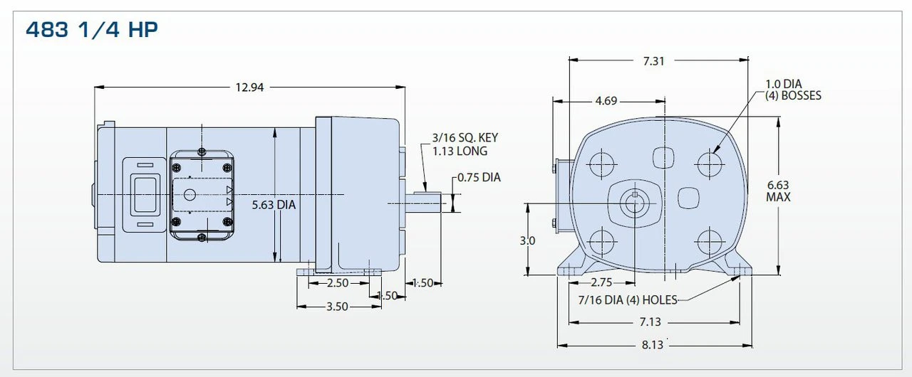 Bison 011-483-4041 Gear Motor 1/4 Hp 40 RPM 90VDC 4 Bison 011-483-4041 Gear Motor 1/4 Hp 40 RPM 90VDC - Image 2