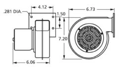 Fasco 50752-D500 Centrifugal Blower 115V, (Dayton Ref 2C610, 4C442, 1TDP5) 9 Fasco 50752-D500 Centrifugal Blower 115V, (Dayton Ref 2C610, 4C442, 1TDP5) -Motor Electrical Shop 50752 D230 dim 83843.1435071130