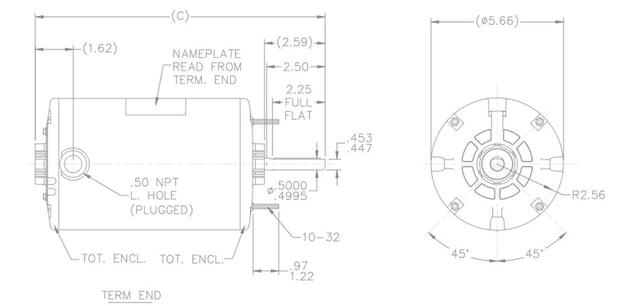 X910 Marathon 1/4 Hp 1800/1200 RPM 115V TEAO 48Z Frame Split-Phase Farm Motor 5 X910 Marathon 1/4 Hp 1800/1200 RPM 115V TEAO 48Z Frame Split-Phase Farm Motor - Image 3