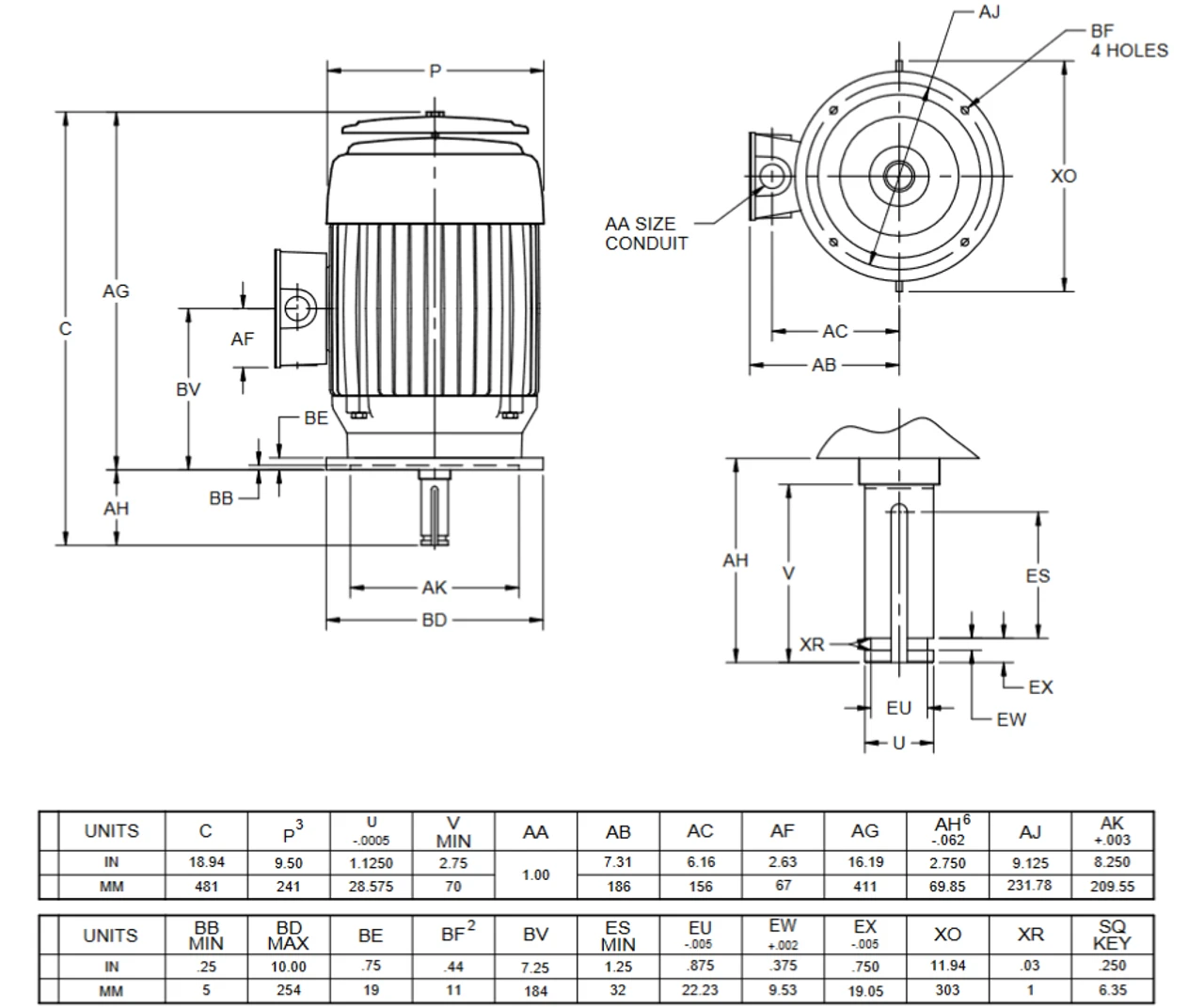 NO5P2BE Nidec 5 Hp WPI 1800 RPM 230/460V 3-phase 184VP Frame TEFC Vertical Solid Shaft Moto 4 NO5P2BE Nidec 5 Hp WPI 1800 RPM 230/460V 3-phase 184VP Frame TEFC Vertical Solid Shaft Moto - Image 2