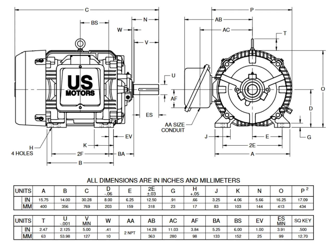 8D50P2C Nidec 50 Hp 1800 RPM 326T Frame (Rigid Base) 460V TEFC 3-Phase Inverter Duty Electric Motor 4 8D50P2C Nidec 50 Hp 1800 RPM 326T Frame (Rigid Base) 460V TEFC 3-Phase Inverter Duty Electric Motor - Image 2