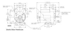 B385 Century 5 HP SPL 3450 RPM P56 Frame 230V Air Compressor Motor - Century # B385 -Motor Electrical Shop B385 dim 62789.1555090742