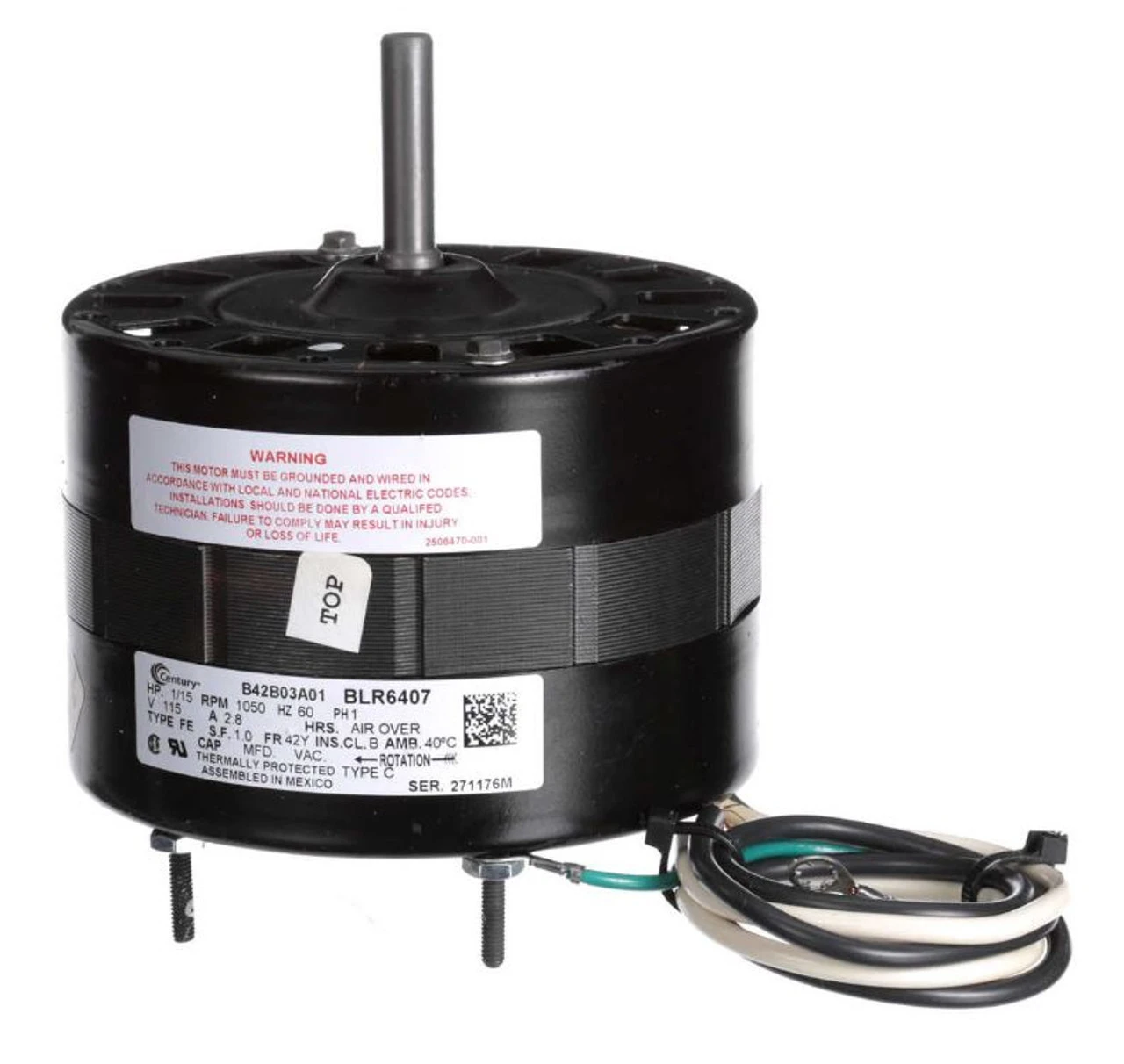 Century BLR6407 Motor | 1/15 Hp 1050 RPM CW 5" Diameter 115 Volts 3 Century BLR6407 Motor | 1/15 Hp 1050 RPM CW 5" Diameter 115 Volts