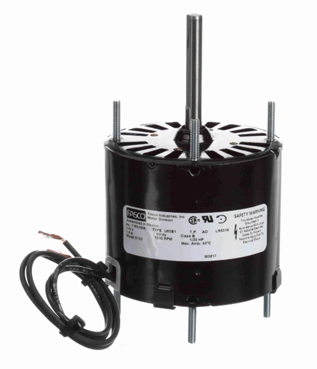 Fasco D133 Motor | 1/20 Hp 1500 RPM CCW 3.3" Diameter 115 Volts 3 Fasco D133 Motor | 1/20 Hp 1500 RPM CCW 3.3" Diameter 115 Volts