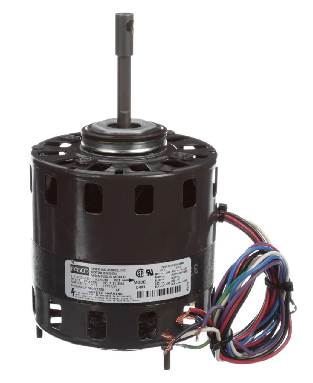 Fasco D493 Motor | 1/15 Hp 1050 RPM CCW 5" Diameter 115/208-230 Volts 3 Fasco D493 Motor | 1/15 Hp 1050 RPM CCW 5" Diameter 115/208-230 Volts