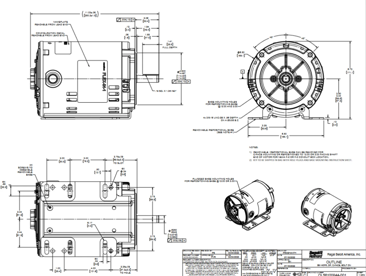 FX01FK001 | 1 HP 3600 RPM 56HC 575V 3 Phase ODP, FLEX-IN-1 Marathon Electric Motor 4 FX01FK001 | 1 HP 3600 RPM 56HC 575V 3 Phase ODP, FLEX-IN-1 Marathon Electric Motor - Image 2