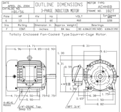 HB1/56 TECO-Westinghouse 1 1/2 Hp 1200 RPM 182T 460V TEFC Severe Duty Petro-Chem 3-Ph Motor -Motor Electrical Shop hb156 42401.1697827910